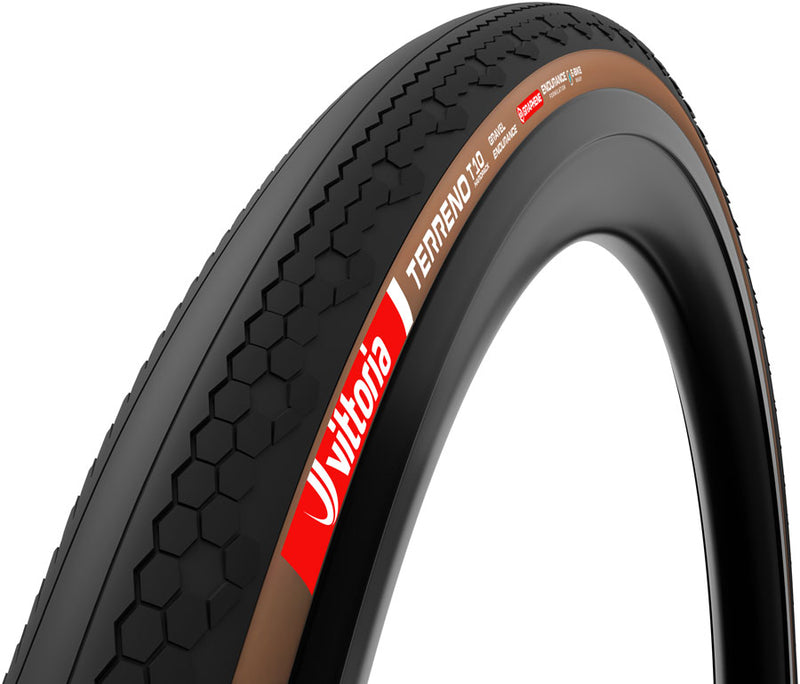 Load image into Gallery viewer, Vittoria Terreno T10 Hardpack Tire - 700 x 45 Tubeless Folding BLK/Brown Gravel Endurance Graphene G2.0
