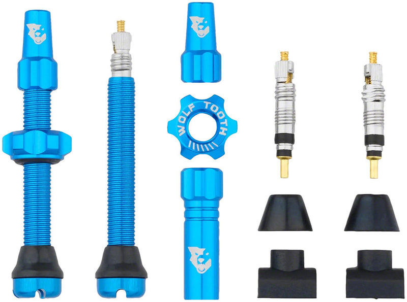 Load image into Gallery viewer, Wolf Tooth Tubeless Valve Stem Kit - 44 mm Blue
