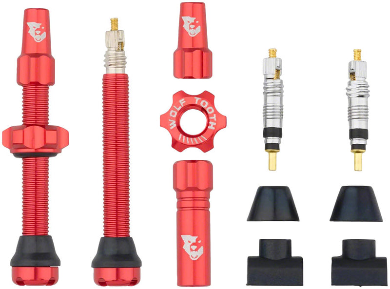 Load image into Gallery viewer, Wolf Tooth Tubeless Valve Stem Kit - 44 mm Red

