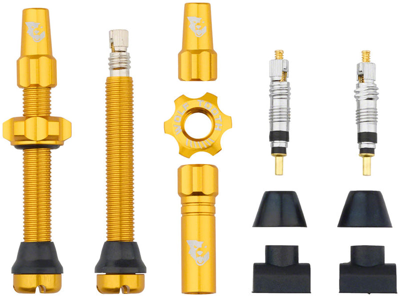 Load image into Gallery viewer, Wolf Tooth Tubeless Valve Stem Kit - 44 mm Gold
