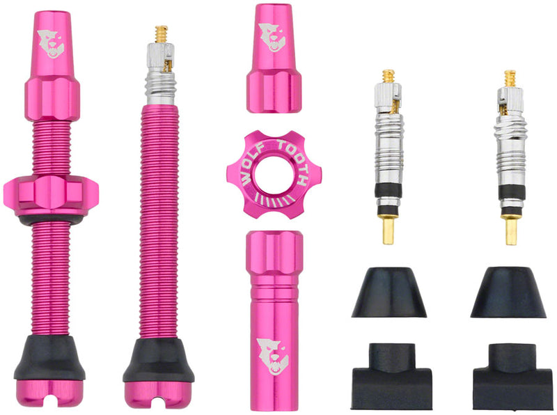 Load image into Gallery viewer, Wolf Tooth Tubeless Valve Stem Kit - 44 mm Pink
