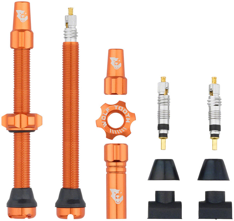 Load image into Gallery viewer, Wolf Tooth Tubeless Valve Stem Kit - 60 mm Orange
