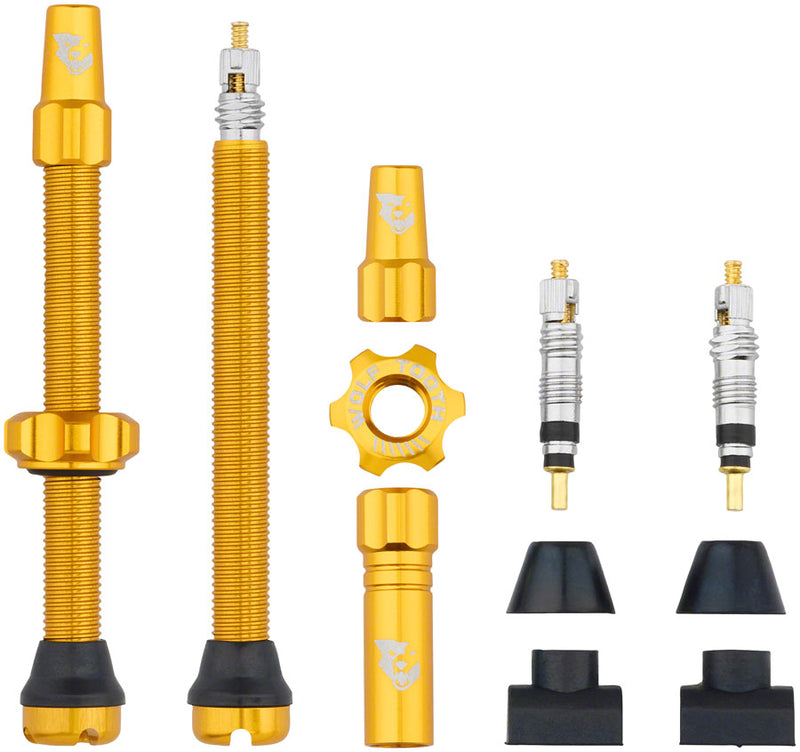 Load image into Gallery viewer, Wolf Tooth Tubeless Valve Stem Kit - 60 mm Gold
