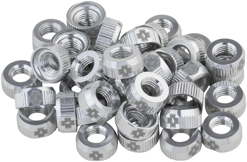 Load image into Gallery viewer, Muc-Off Tubeless Valve Box Refill -  Sliver Lock Nut Pack of 40
