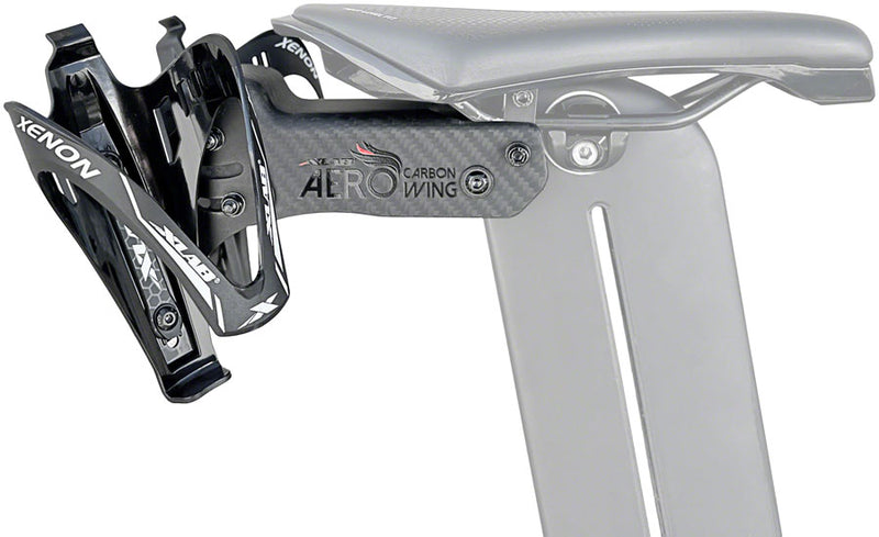 Load image into Gallery viewer, Xlab Aero Carbon Wing Behind Saddle Water Bottle Cage Mount - Includes 2 Xenon Cages

