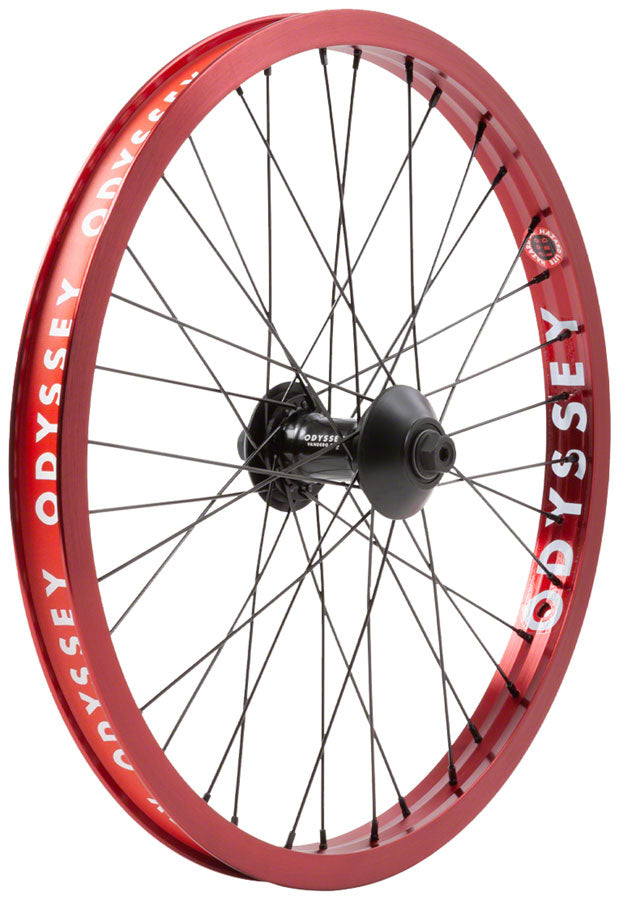 Load image into Gallery viewer, Odyssey Hazard Lite Front Wheel - 20" 3/8" x 100mm Rim Brake Anodized Red Clincher
