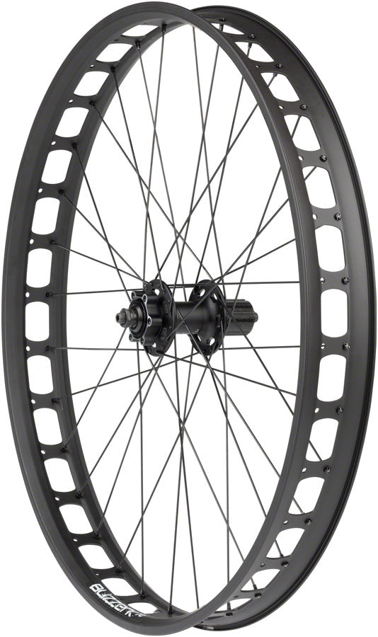 Load image into Gallery viewer, Quality Wheels Blizzerk Rear Wheel - 26" QR x 135mm Pugsley 6-Bolt HG 11 MTN BLK 32H
