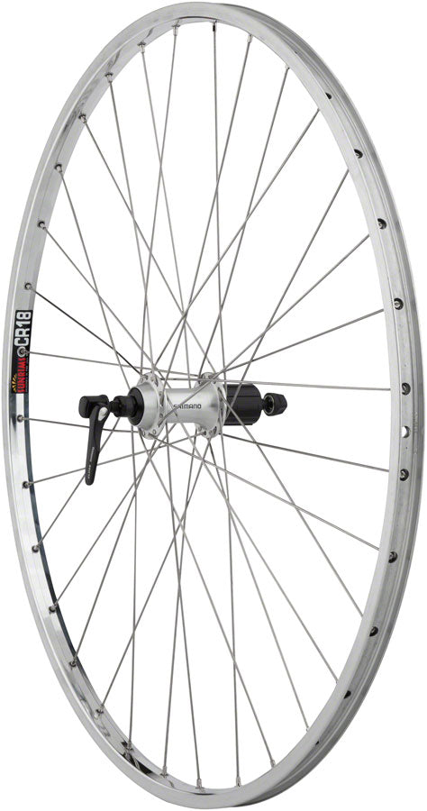 Load image into Gallery viewer, Quality Wheels CR-18 Rear Wheel - 27" QR x 130mm Rim Brake HG 10 Polished/Silver Clincher 32H
