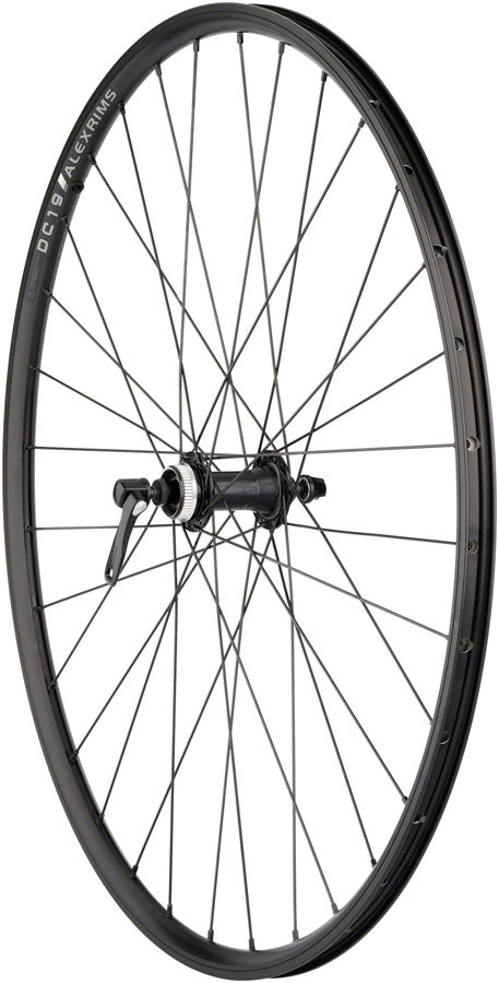 Load image into Gallery viewer, Quality Wheels Value Double Wall Series Rim+Disc Front Wheel - 700 QR x 100mm Center-Lock BLK Clincher 32H
