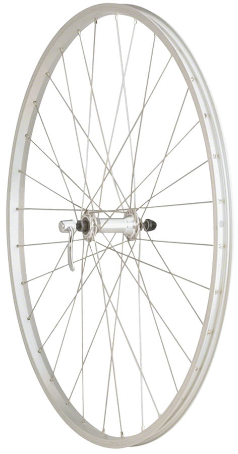 Load image into Gallery viewer, Quality Wheels Value Single Wall Series Front Wheel - 700 QR x 100mm Rim Brake Silver Clincher 36H
