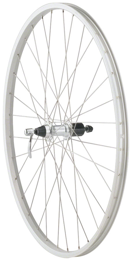 Load image into Gallery viewer, Quality Wheels Value Single Wall Series Rear Wheel - 700 QR x 135mm Rim Brake HG 10 Silver Clincher 36H
