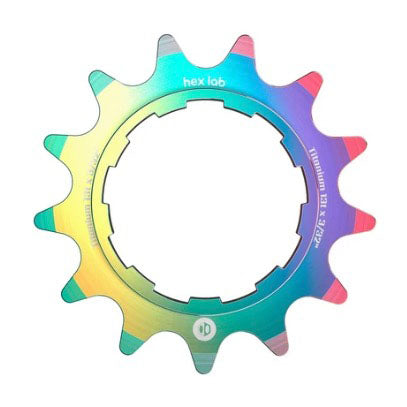 Load image into Gallery viewer, BOX Hex Lab 3/32" CNC Titanium Cog Rainbow - 13t
