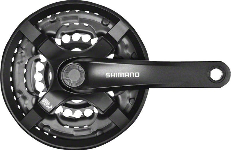 Load image into Gallery viewer, Shimano Tourney FC-TY501 Crankset - 170mm 6/7/8-Speed 48/38/28t Riveted Square Taper JIS Spindle Interface BLK

