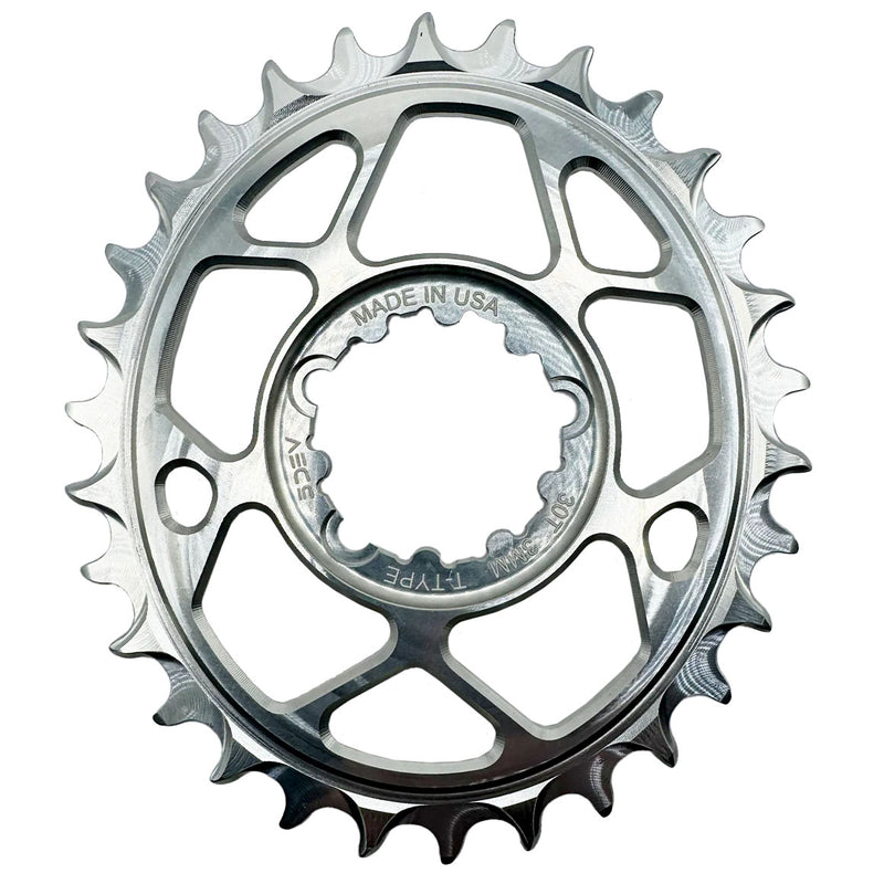 Load image into Gallery viewer, 5Dev T-Type Oval 3-Bolt Chainring 3mm Offset 30T Silver
