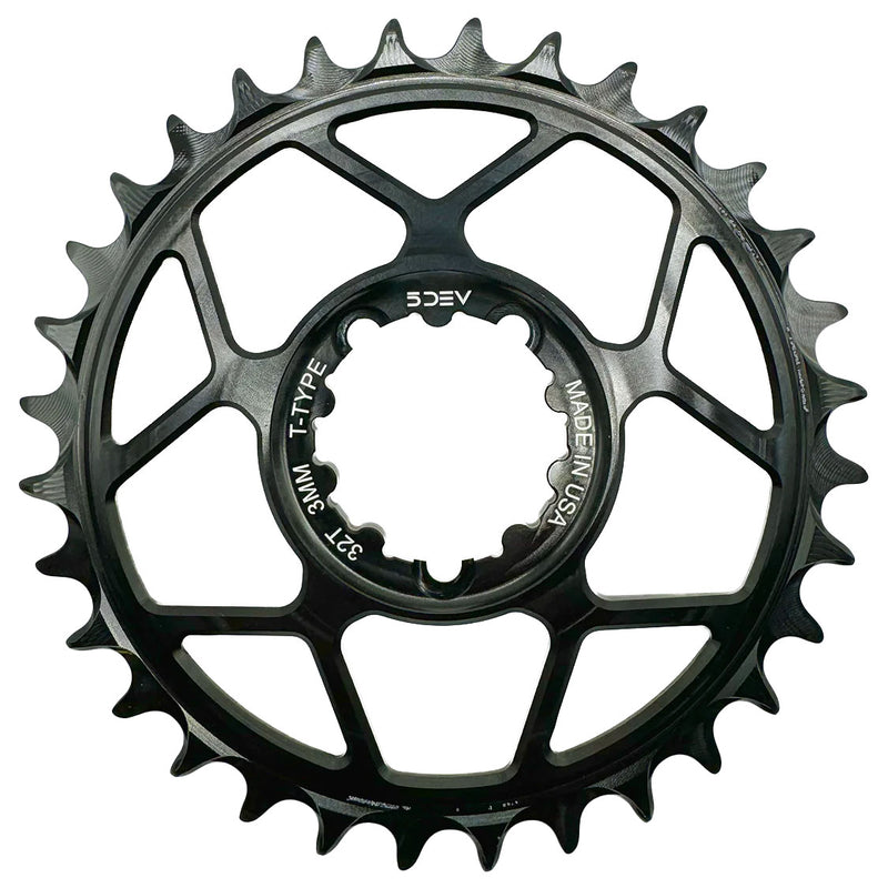 Load image into Gallery viewer, 5Dev T-Type 3-Bolt Chainring 3mm Offset 30T Black
