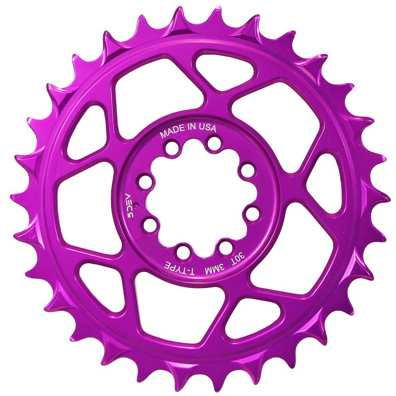 Load image into Gallery viewer, 5Dev T-Type 8-Bolt Chainring 3mm Offset 30T Purple
