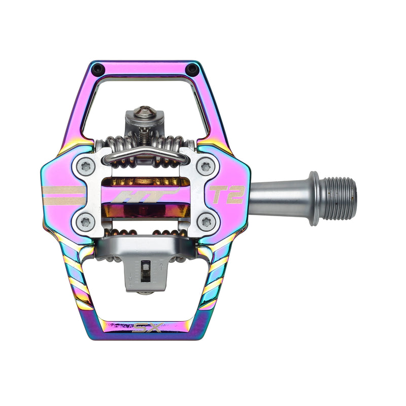 Load image into Gallery viewer, HT Pedals T2-SX Clipless Platform Pedals CrMo - Oil Slick
