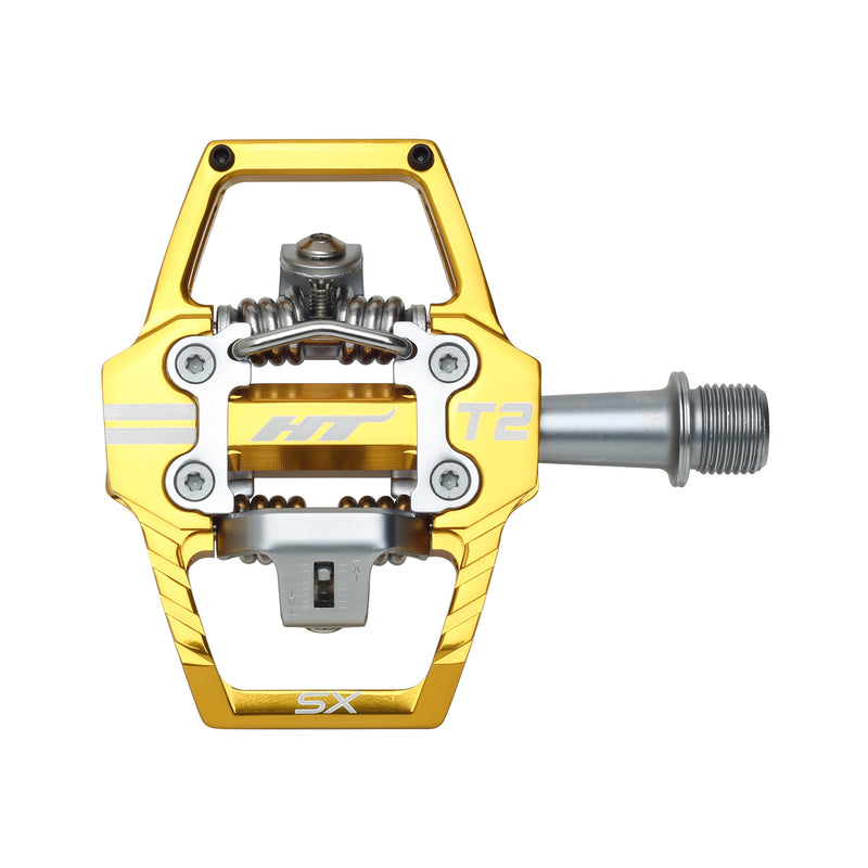 Load image into Gallery viewer, HT Pedals T2-SX Clipless Platform Pedals CrMo - Gold

