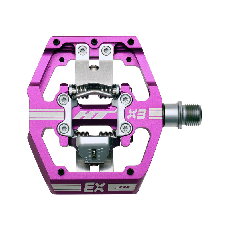 Load image into Gallery viewer, HT Pedals X3 Clipless Platform Pedals CrMo - Purple
