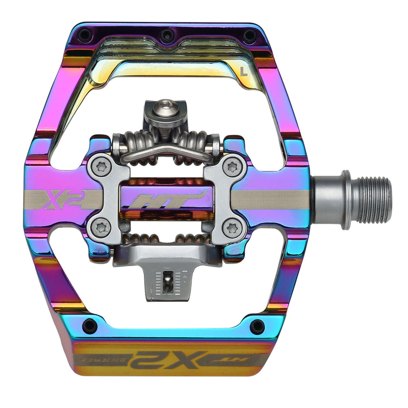 Load image into Gallery viewer, HT Pedals X2 Clipless Platform Pedals CrMo - Oil Slick  
