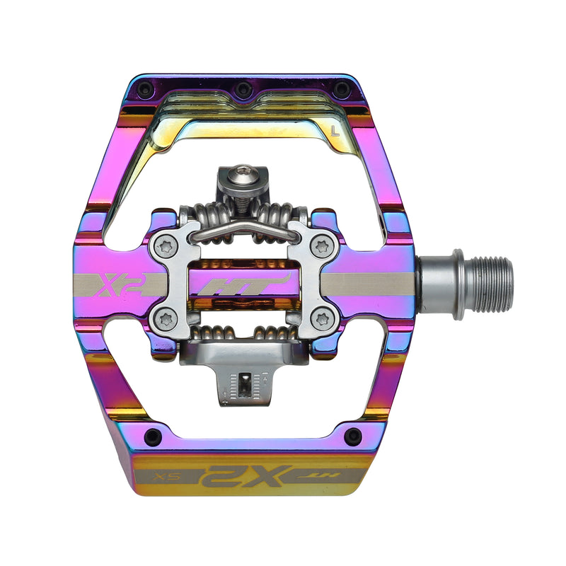Load image into Gallery viewer, HT Pedals X2-SX Clipless Platform Pedals CrMo - Oil Slick
