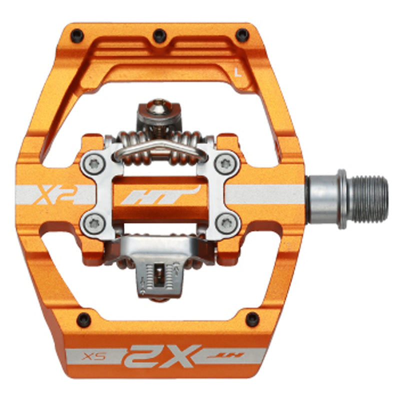 Load image into Gallery viewer, HT Pedals X2-SX Clipless Platform Pedals CrMo - Orange  
