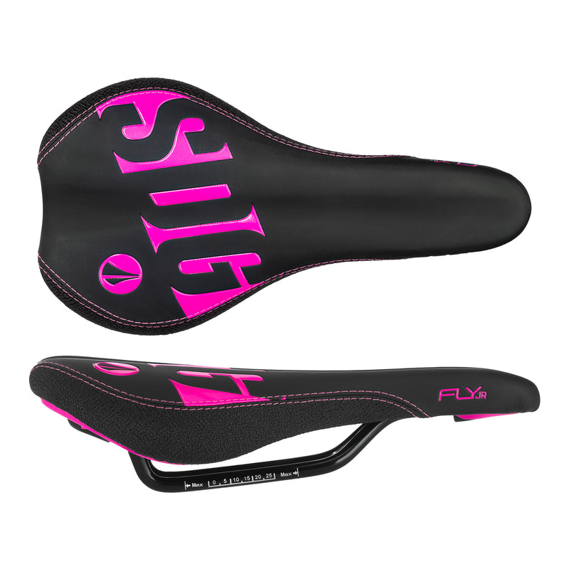 Load image into Gallery viewer, SDG Fly Jr Saddle Steel Rails - Blk/Pink

