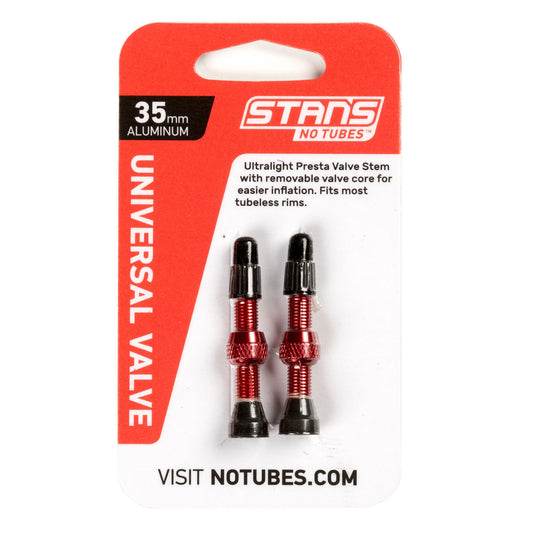 Stan's Alloy Presta Valve Stem 35mm Universal Red Pair 