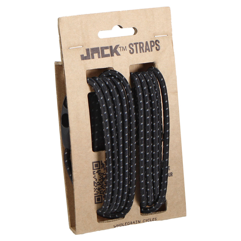 Load image into Gallery viewer, Wholegrain Cycles Jack Straps Bungee with Buckle Black Pair
