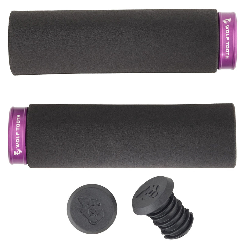 Load image into Gallery viewer, Wolf Tooth Components Lock-On Fat Paw Grip Set Black/Purple

