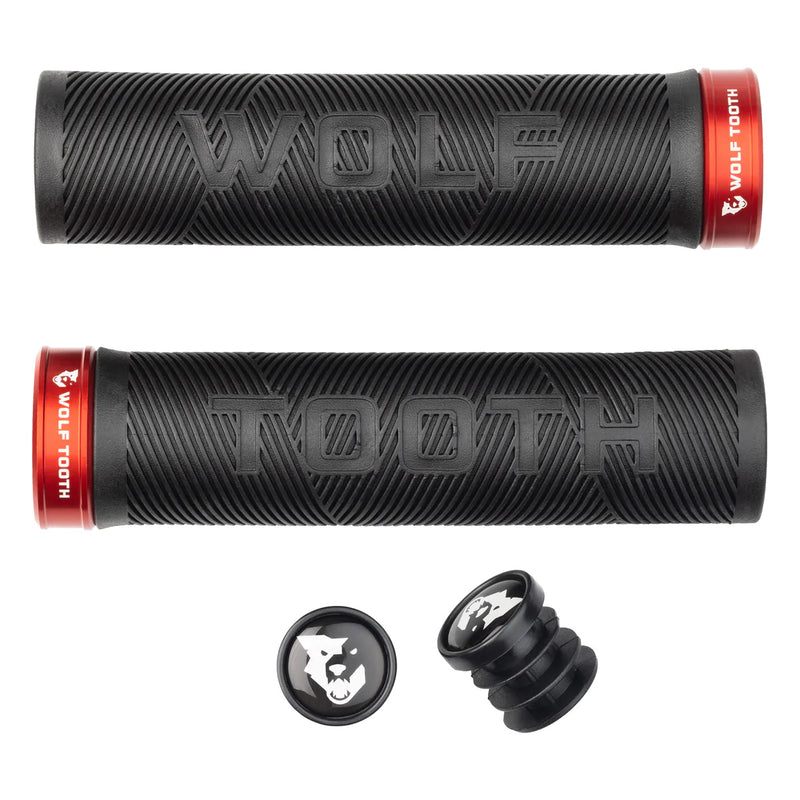 Load image into Gallery viewer, Wolf Tooth Components Echo Lock-On Grip Set Black/Red
