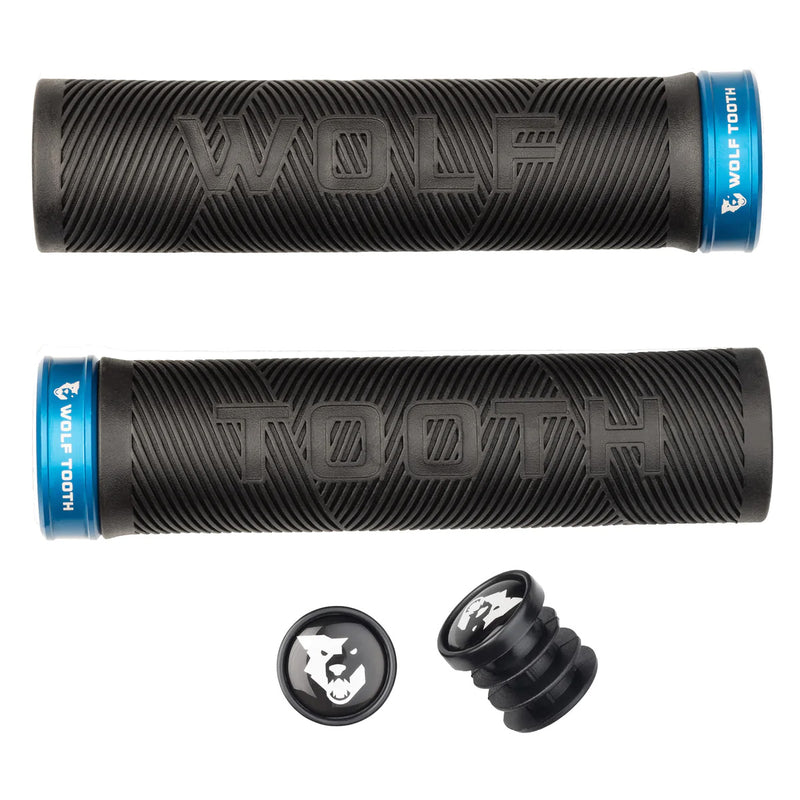 Load image into Gallery viewer, Wolf Tooth Components Echo Lock-On Grip Set Black/Blue
