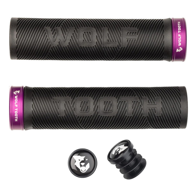 Load image into Gallery viewer, Wolf Tooth Components Echo Lock-On Grip Set Black/Purple
