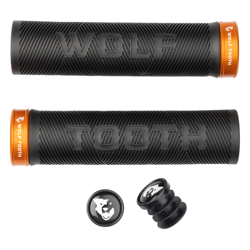 Load image into Gallery viewer, Wolf Tooth Components Echo Lock-On Grip Set Black/Orange
