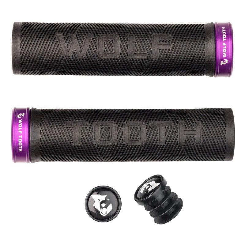 Load image into Gallery viewer, Wolf Tooth Components Echo Lock-On Grip Set Black/Ultraviolet Purple
