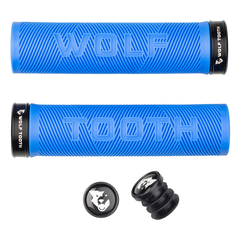 Load image into Gallery viewer, Wolf Tooth Components Echo Lock-On Grip Set Blue/Black
