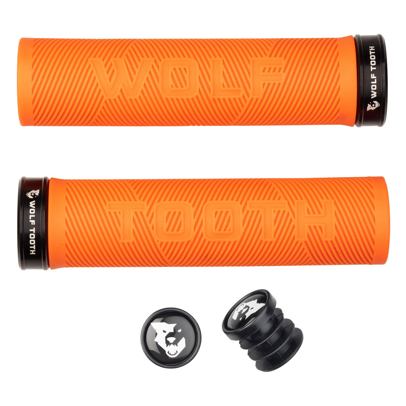 Load image into Gallery viewer, Wolf Tooth Components Echo Lock-On Grip Set Orange/Black
