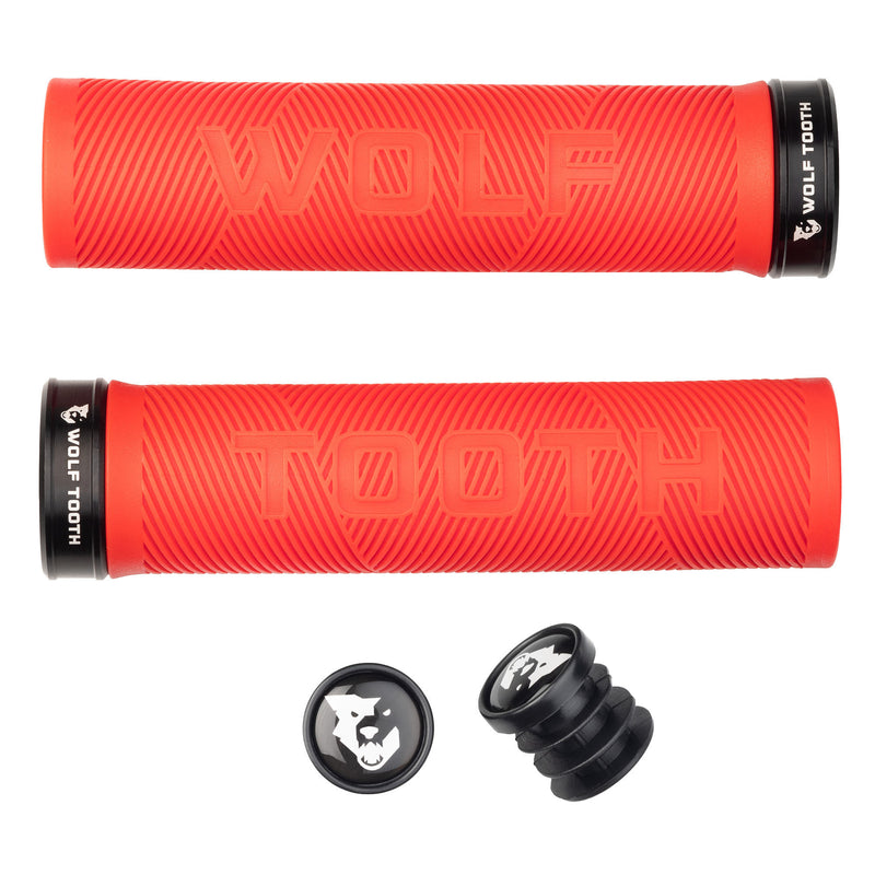 Load image into Gallery viewer, Wolf Tooth Components Echo Lock-On Grip Set Red/Black
