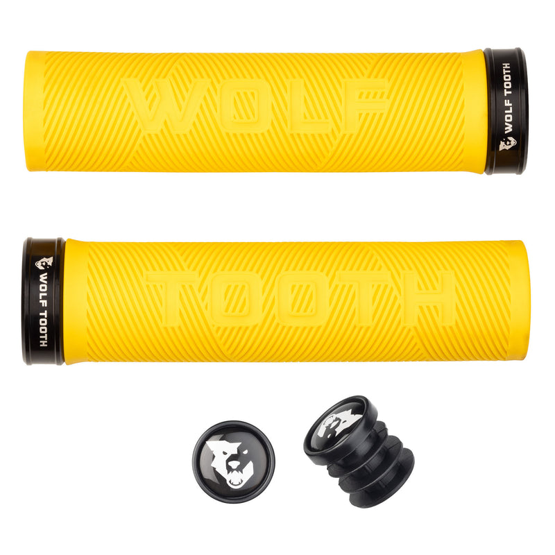 Load image into Gallery viewer, Wolf Tooth Components Echo Lock-On Grip Set Yellow/Black  
