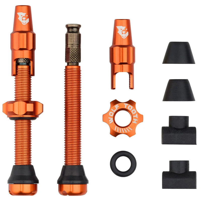 Load image into Gallery viewer, Wolf Tooth Components Tubeless Valve Stem Kit Clik Valve 44mm Orange
