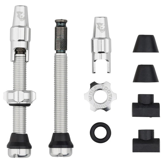 Wolf Tooth Components Tubeless Valve Stem Kit Clik Valve 44mm Raw Silver