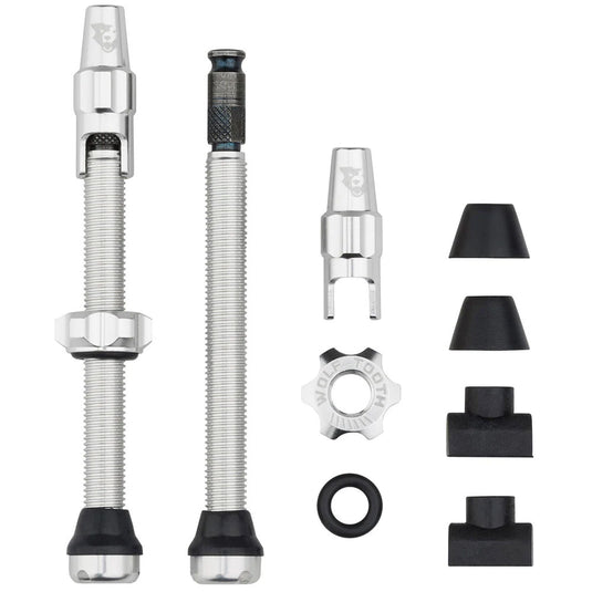Wolf Tooth Components Tubeless Valve Stem Kit Clik Valve 60mm Raw Silver