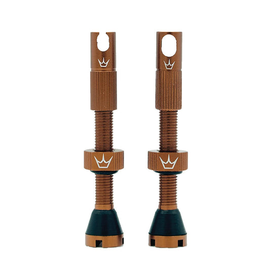 Peaty's Alloy Presta Valve Stem 42mm Pair Bourbon