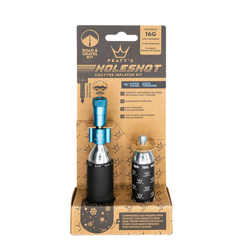 Load image into Gallery viewer, Peaty's Holeshot CO2 Gravel/Road Inflator w/Cart Turqse 
