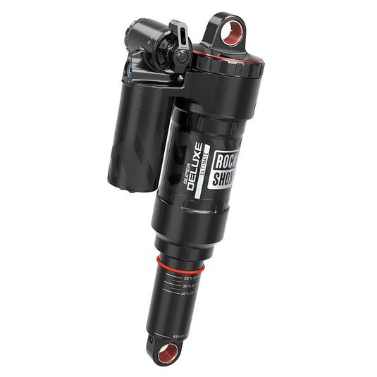 RockShox Super Deluxe Ultimate RC2T Rear shock 185x52.5 Shaft Eyelet: Trunnion Body Eyelet: No Bushing Linear Air 0Neg/1Pos Tokens LinearReb/LComp 380lb Lockout