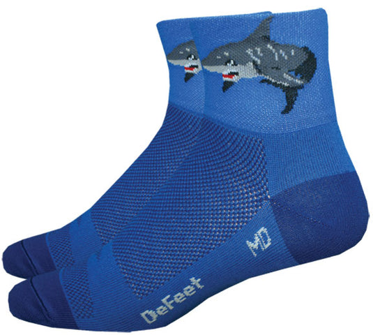 DeFeet Aireator 3" Shark Attack! Socks 9.5-11.5 Blue