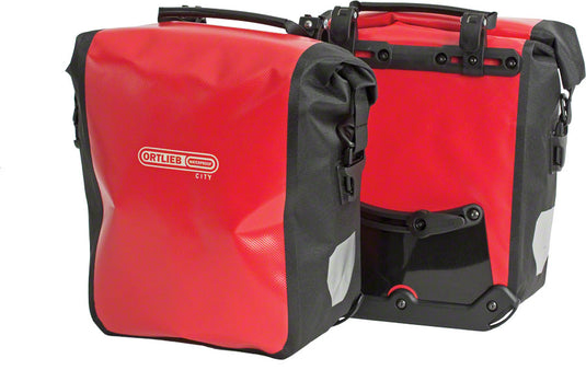 Ortlieb Front-Roller City Front Pannier: Pair~ Red/Black