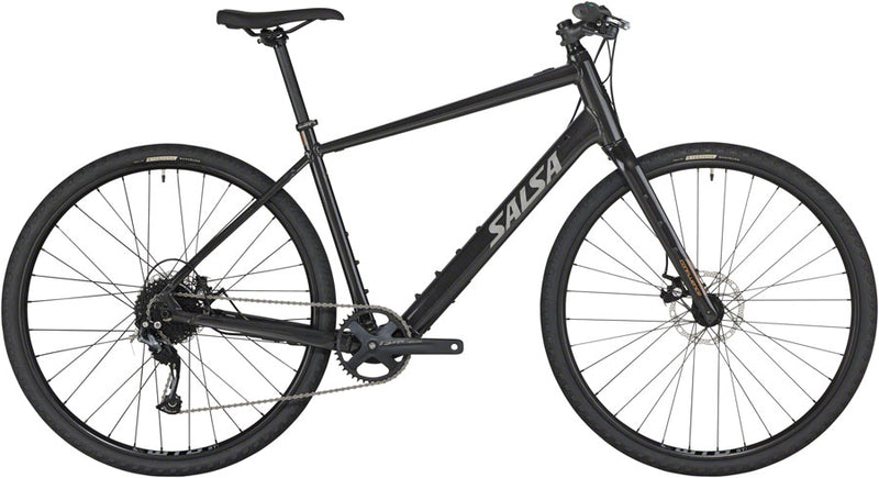 Load image into Gallery viewer, Salsa Confluence Flat Bar Altus 1x9 Ebike - 700c Aluminum Black Large
