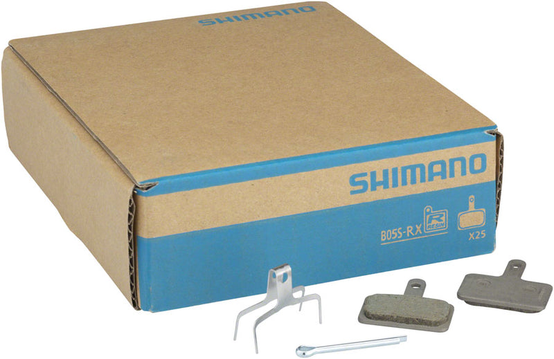 Load image into Gallery viewer, Shimano B05S-RX Disc Brake Pad Spring - Resin Compound Stainless Steel Back Plate Box/25 pair
