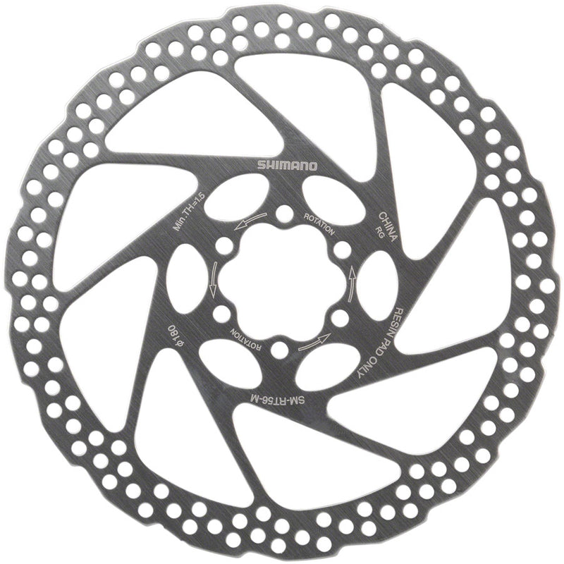 Load image into Gallery viewer, Shimano Deore SM-RT56-M Disc Brake Rotor - 180mm 6-Bolt For Resin Pads Only Silver
